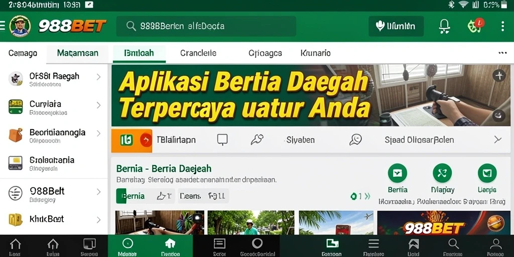 Tampilan antarmuka aplikasi berita daerah 988BET yang menarik.