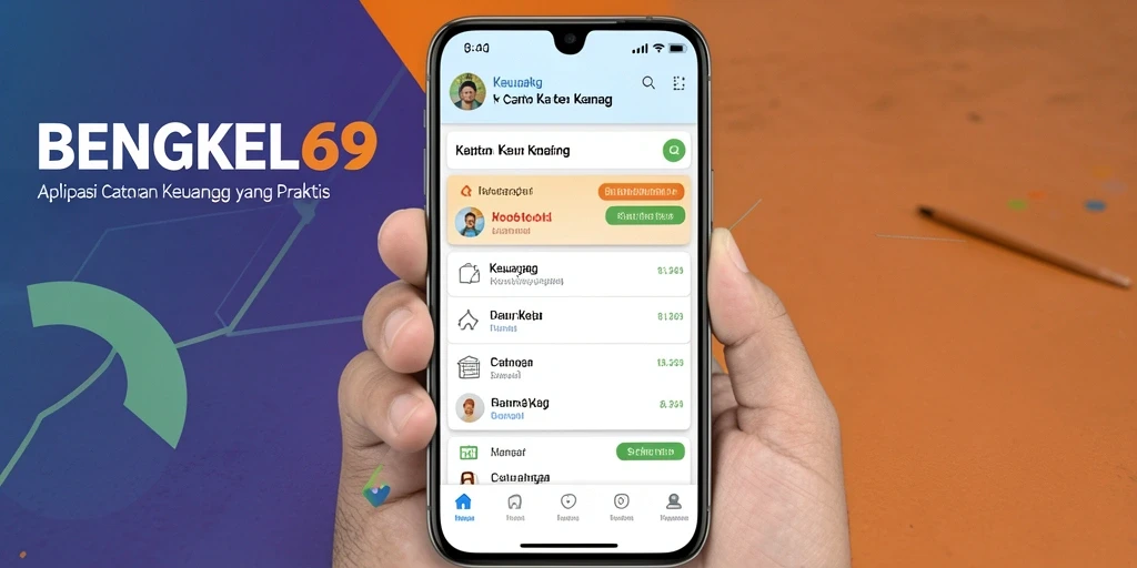 Tampilan antarmuka utama BENGKEL69 dengan fungsi Catatan Keuangan.