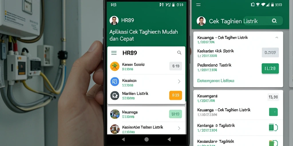 Tampilan antarmuka aplikasi Cek Tagihan Listrik HR89 yang sederhana dan fungsional.
