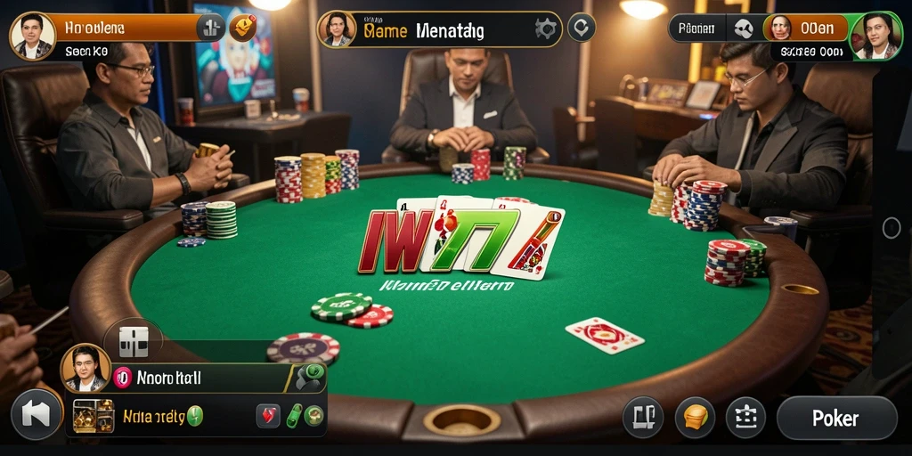 Tampilan antarmuka IW777 dengan fungsi permainan Poker yang menarik.
