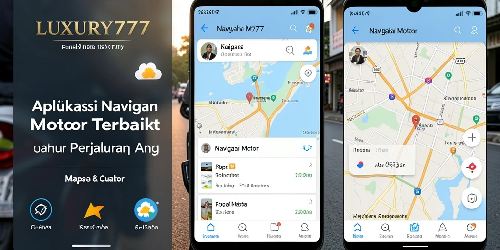 Tampilan antarmuka aplikasi LUXURY777 dalam mode navigasi motor.