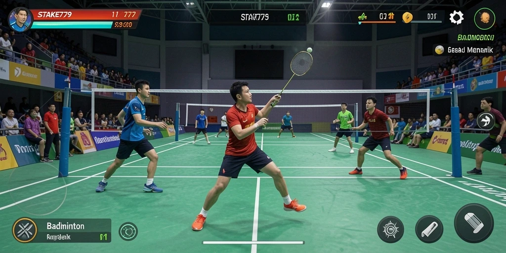 Tampilan antarmuka STAKE779 yang menarik saat bermain Badminton.