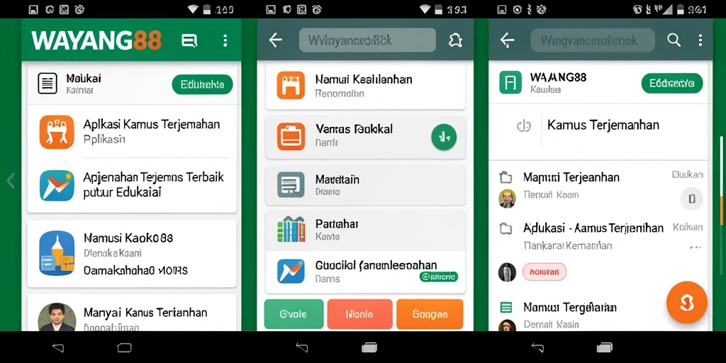 Tampilan intuitif dari aplikasi Kamus Terjemahan WAYANG88.